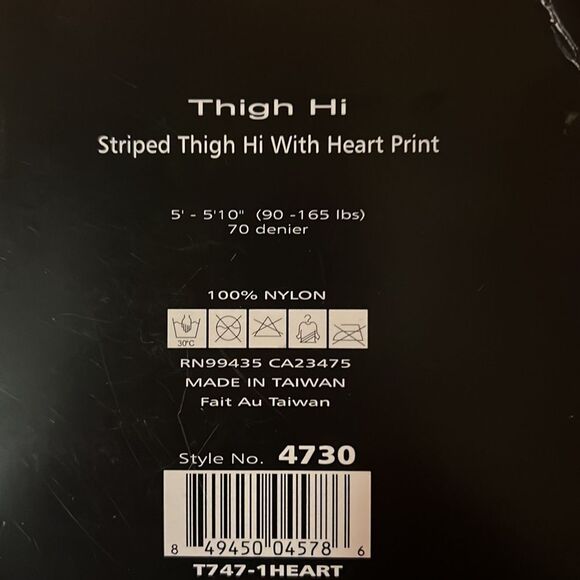 Music Legs Thigh High Striped Tights with Heart - Picture 4 of 4